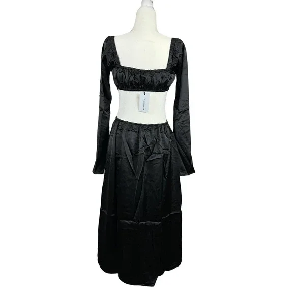 WeWoreWhat Cut Out Midi Dress in Black Satin Size M - Picture 4 of 9